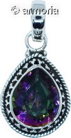 Pendentif ovale en argent et quartz mystique 