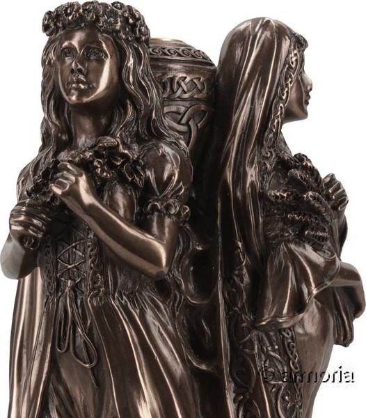 Porte-encens à refoulement Triple-Déesse aspect bronze Marque Veronese 