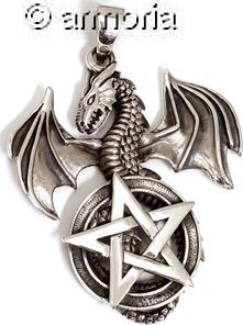 Pendentif Dragon avec Pentacle en argent