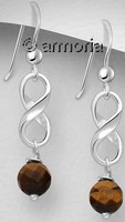 Boucles d'oreilles Lemniscate en argent et oeil de tigre