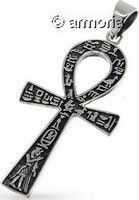 Pendentif Croix Ankh et hiéroglyphe en argent