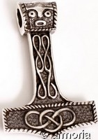 Pendentif Marteau de Thor Visage et Entrelacs en argent 