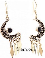 Boucles d'oreilles Croissant de Lune avec Onyx en bronze