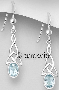 Boucles d'oreilles Entrelacs Celtes en argent et topaze bleue