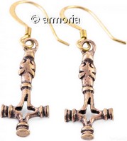 Boucles d'oreilles Viking Croix du Loup en bronze 