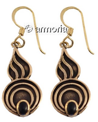 Boucles d'oreilles celtes avec Onyx en bronze 