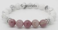 Bracelet de Perles en Howlite et Rhodonite 8 mm Taille Medium 