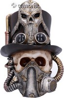 Figurine Crâne Tête de Mort Steampunk avec Masque Respirateur