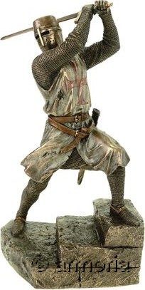 Figurine Templier brandissant Epée finition bronze Marque Veronese