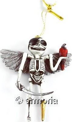 Figurine à suspendre Squelette Pirate avec Perroquet "Pirate Skelly" par Misty Benson