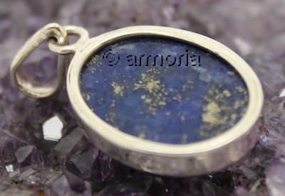 Pendentif ovale  en Lapis Lazuli et argent 