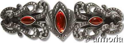 Barrette points et 3 perles de verre rouges