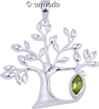 Pendentif Arbre en argent avec goutte en péridot