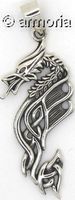 Pendentif Dragon Tribal de profil en argent