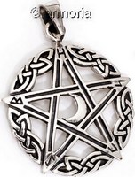 Pendentif Pentacle avec croissant de lune en argent 