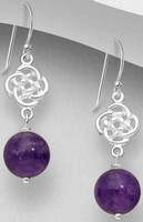 Boucles d'Oreilles Noeud Celte en argent et Boule en Améthyste