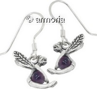 Boucles d'Oreilles Fée en argent 925 avec boule violette