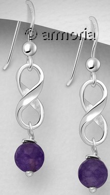 Boucles d'oreilles Lemniscate en argent et améthyste