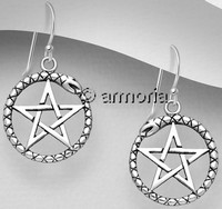 Boucles d'oreilles Pentacle et Ouroboros en argent