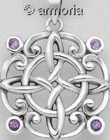 Pendentif Croix Volutes en argent avec améthyste