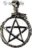 Pendentif Pentacle cerclé d'un Serpent en argent