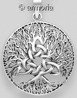 Pendentif Triquetra dans Arbre de Vie en argent, 2.7 cm