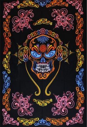 Tenture Crâne DJ Mexicain, 140 x 210 cm