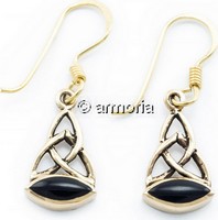 Boucles d'oreilles Celtes avec pierre Onyx en bronze 