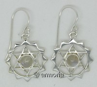 Boucles d'oreilles Hexagramme en argent avec Pierre de Lune 