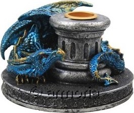 Bougeoir Dragon Flame Keeper, bleu