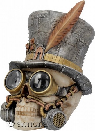 Crâne Steampunk Chapeau haut de forme et Googles 