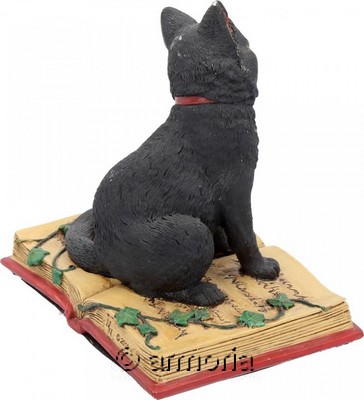 Figurine Chat noir au pentacle assis sur Livre