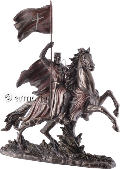 Figurine Chevalier Templier à Cheval aspect bronze Marque Veronese