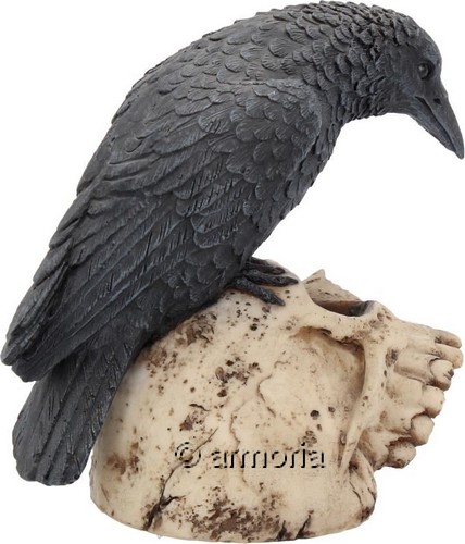 Figurine Corbeau sur Crâne 
