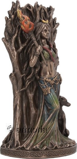 Figurine Déesse Hecate avec chien aspect bronze marque Veronese 