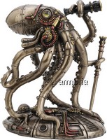 Figurine Octopus Steampunk avec Longue-Vue aspect bronze marque Veronese 