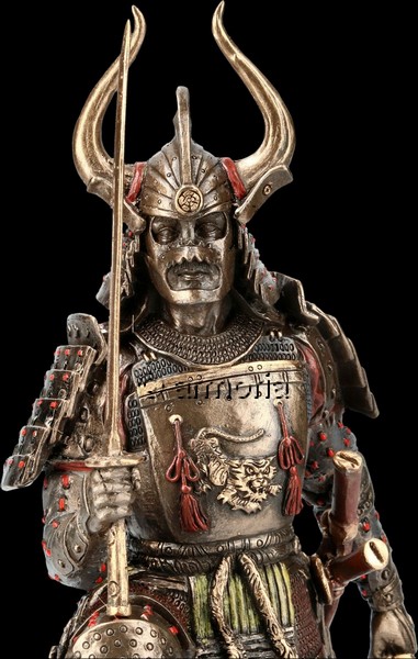 Figurine Samouraï avec Katanas d'après Derek W Frost aspect bronze marque Veronese 