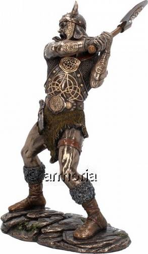 Figurine Viking d'un Berserker brandissant sa Hache aspect bronze