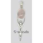 Pendentif Déesse Mère en argent avec Cabochon en Quartz Rose