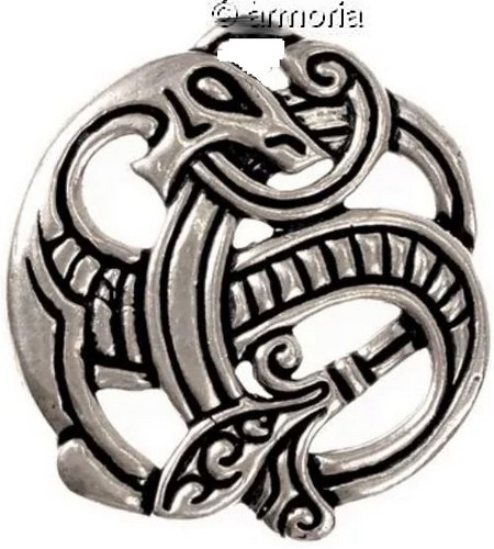 Pendentif Viking Dragon entrelacé en plaqué argent