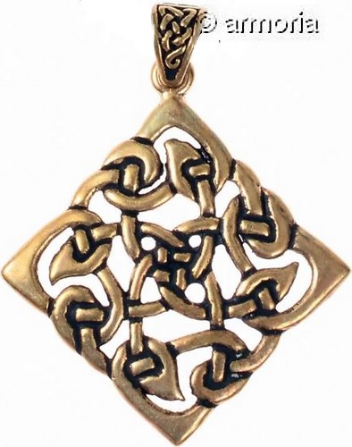 Pendentif celtique losange avec entrelacs en bronze