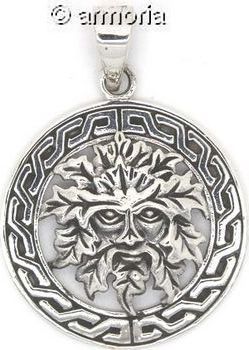 Pendentif Green Man cerclé en argent 