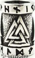 Perle à barbe ou cheveux Valknut et Runes en argent