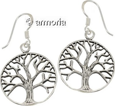 Boucles d'oreilles Arbre de Vie en argent, 1.9 cm