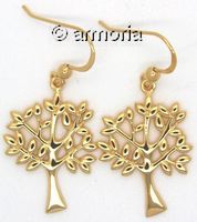 Boucles d'oreilles Arbre de Vie en argent plaqué or