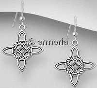 Boucles d'oreilles Noeud de Sorcière en argent liseré noir