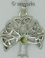 Pendentif Arbre de Vie aux triquetras en argent avec peridot