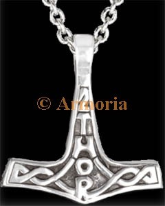 Pendentif Marteau de Thor et entrelacs en étain