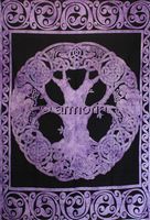 Tenture Arbre de Vie Celte Rond violette, 140 x 210 cm