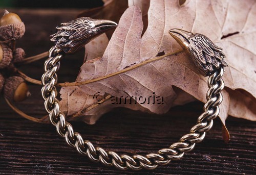 Bracelet Torque Têtes de Corbeau petit modèle en bronze